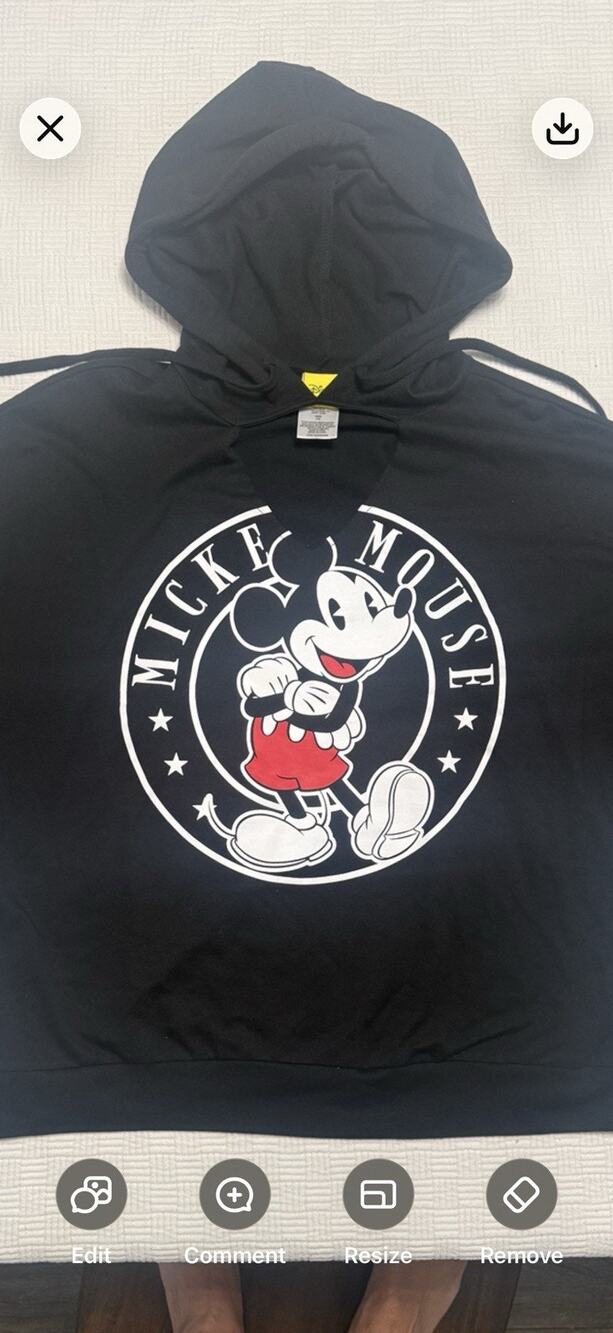 Disney Ladies Size Junior XXL (19) Black With V-Neck Cut Out Classic Mickey